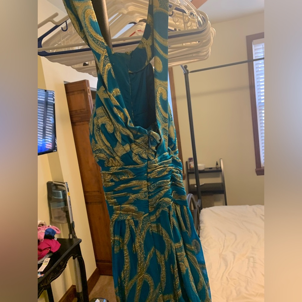 Blue/Gold party dress - Picture 3 of 5